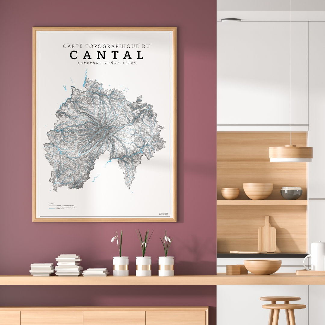 carte avec la topographie du cantal