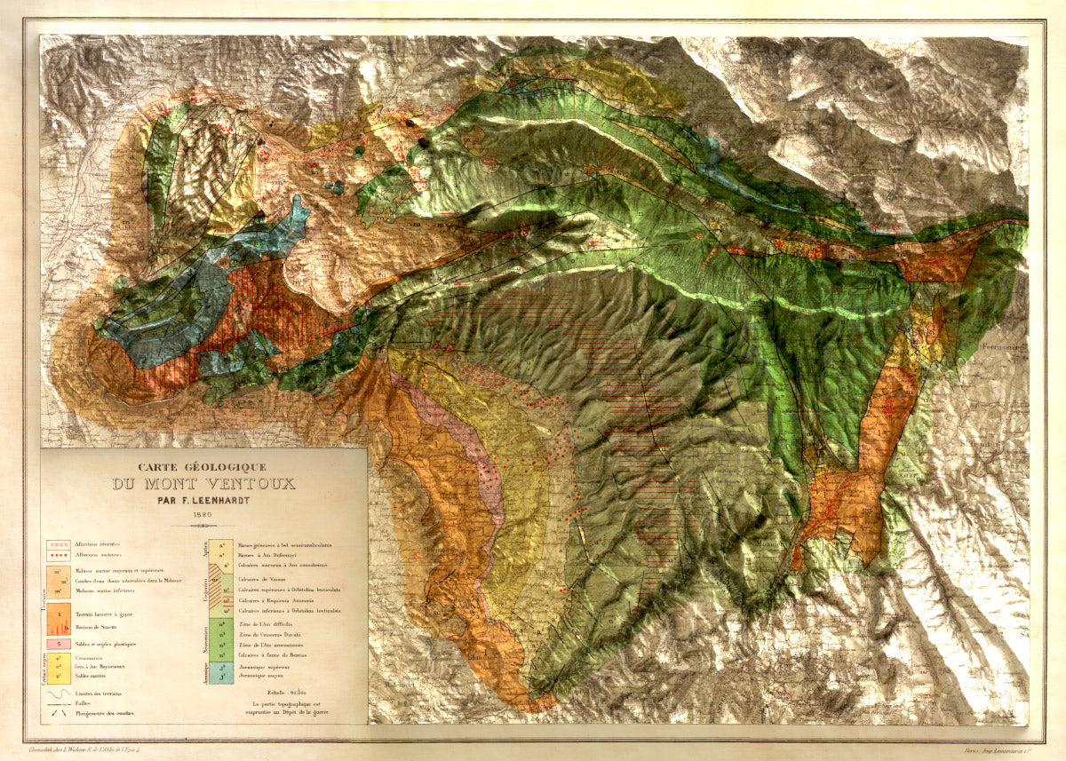 Carte géologique Mont Ventoux 1880