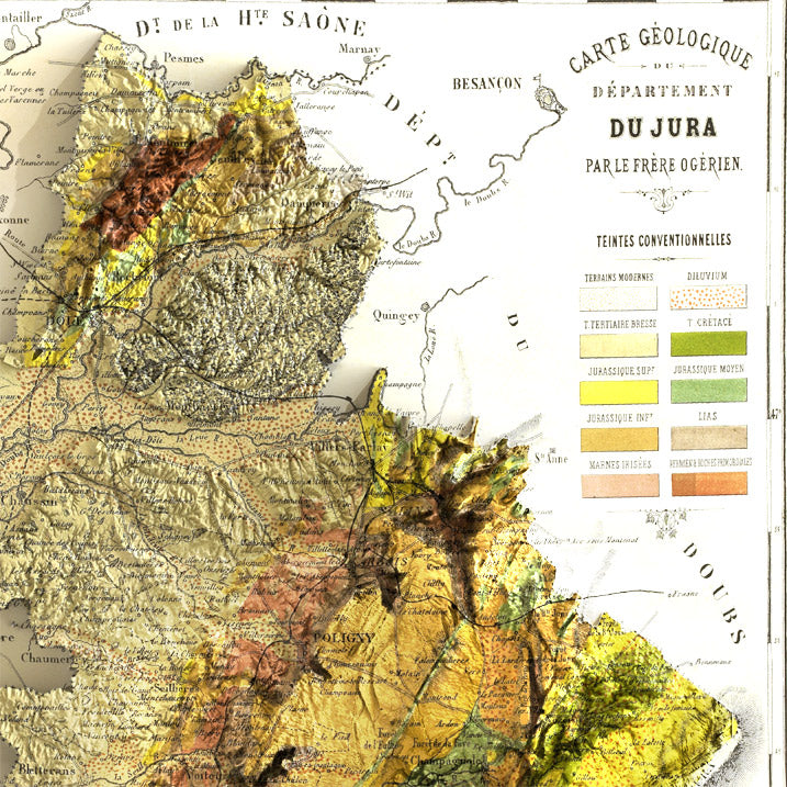 Détail d'une Carte ancienne géologique du Jura