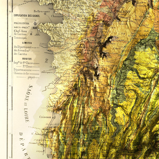 Détail d'une Carte ancienne géologique du Jura