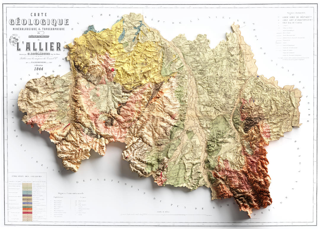 Carte géologique de l'Allier 1844