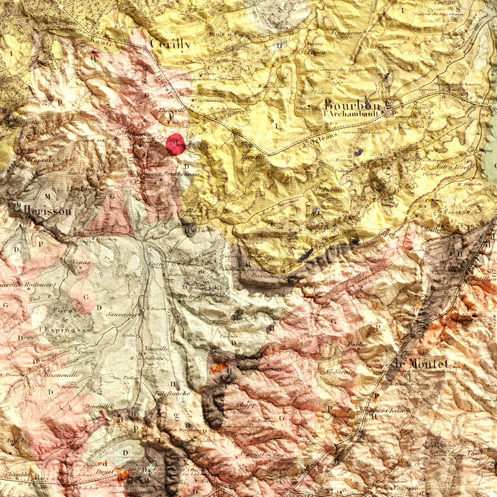 Carte géologique de l'Allier 1844 (détail)