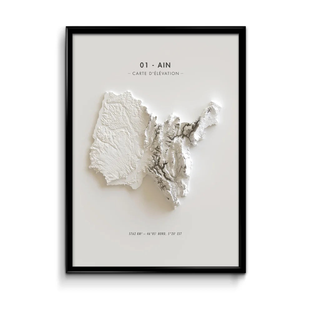 Affiche carte élévation de l'Ain