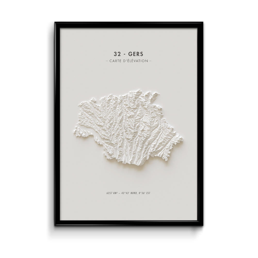 Carte d'élévation Gers