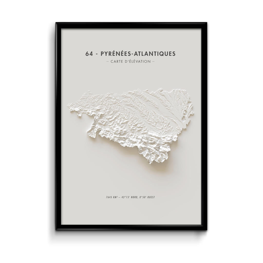 Carte d'élévation Pyrénées-Atlantiques