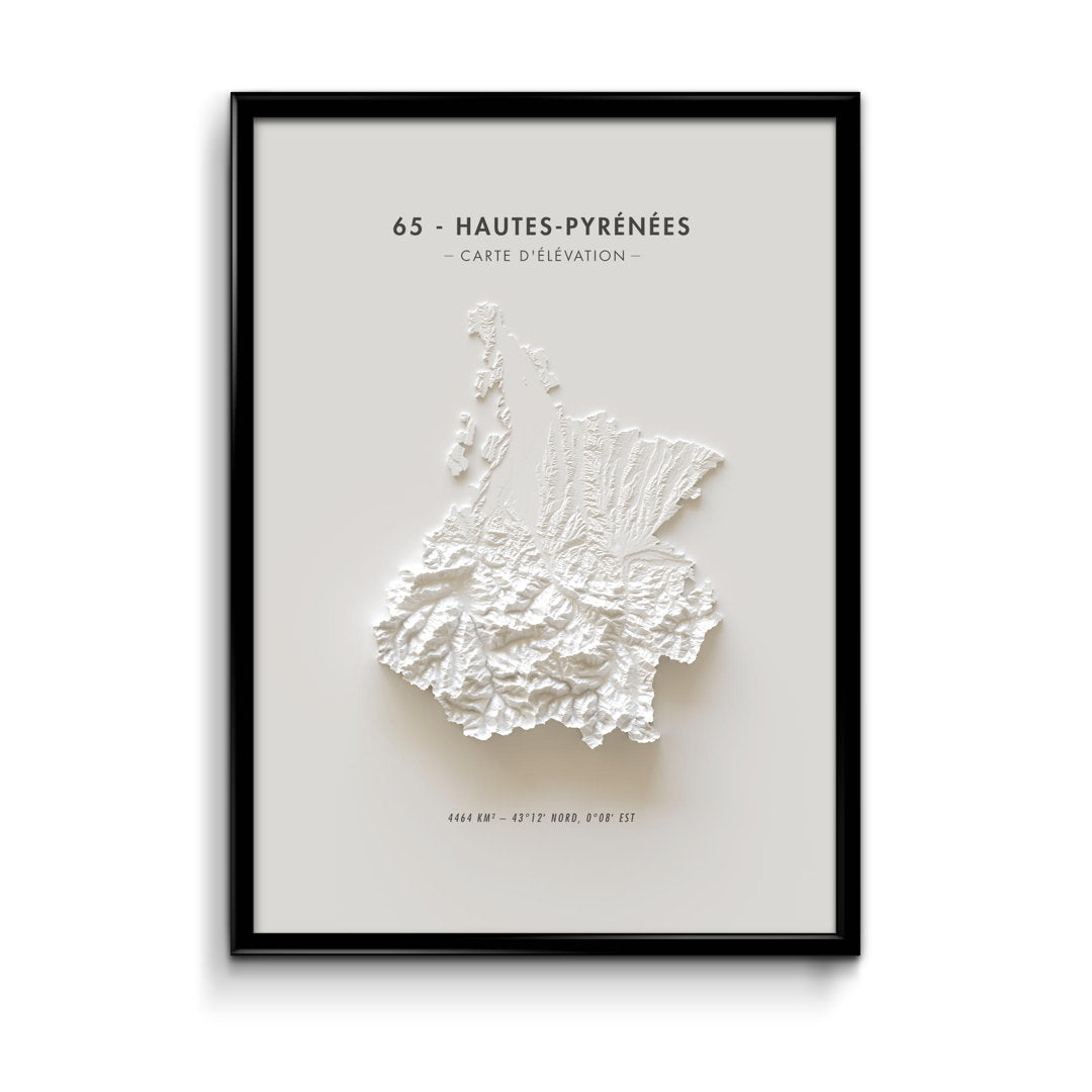 Carte d'élévation Hautes-Pyrénées