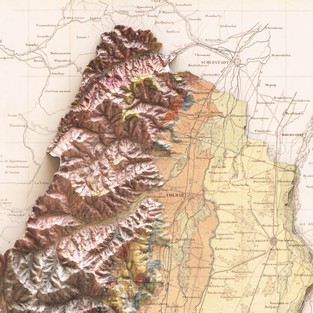 Carte géologique Haut-Rhin et Territoire de Belfort 1866