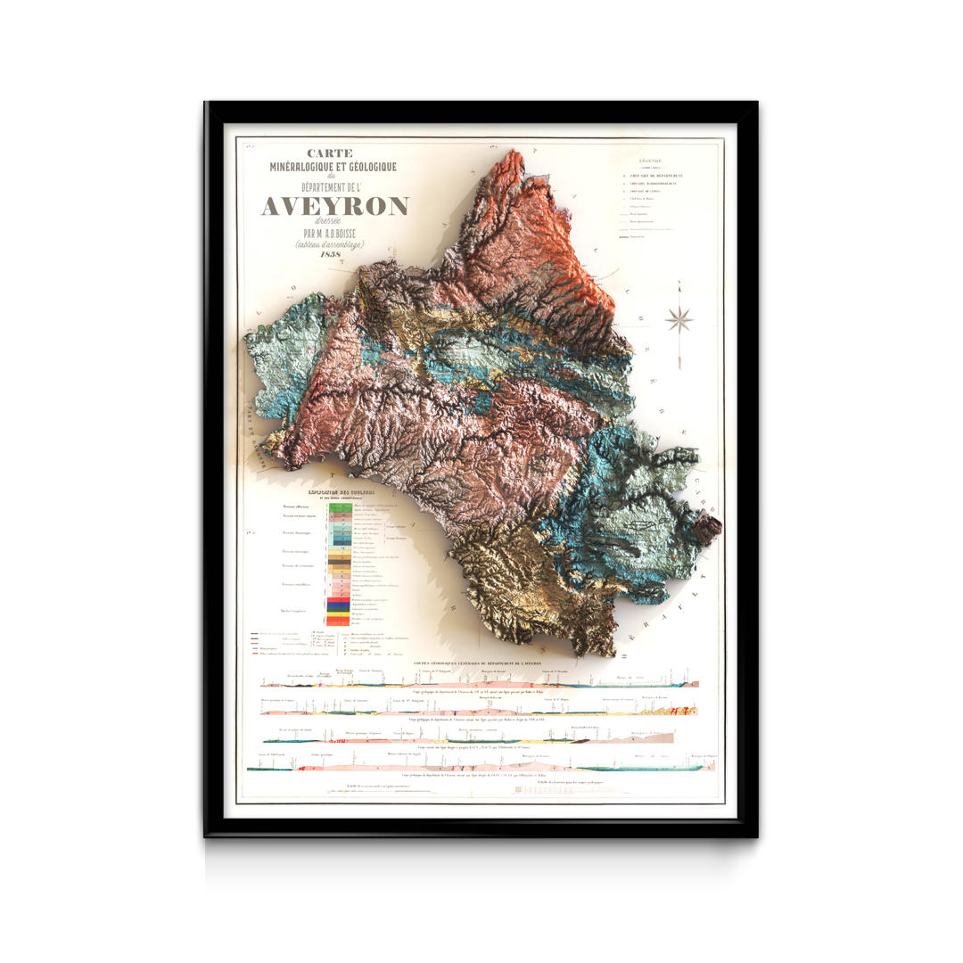 Carte géologique Aveyron 1858