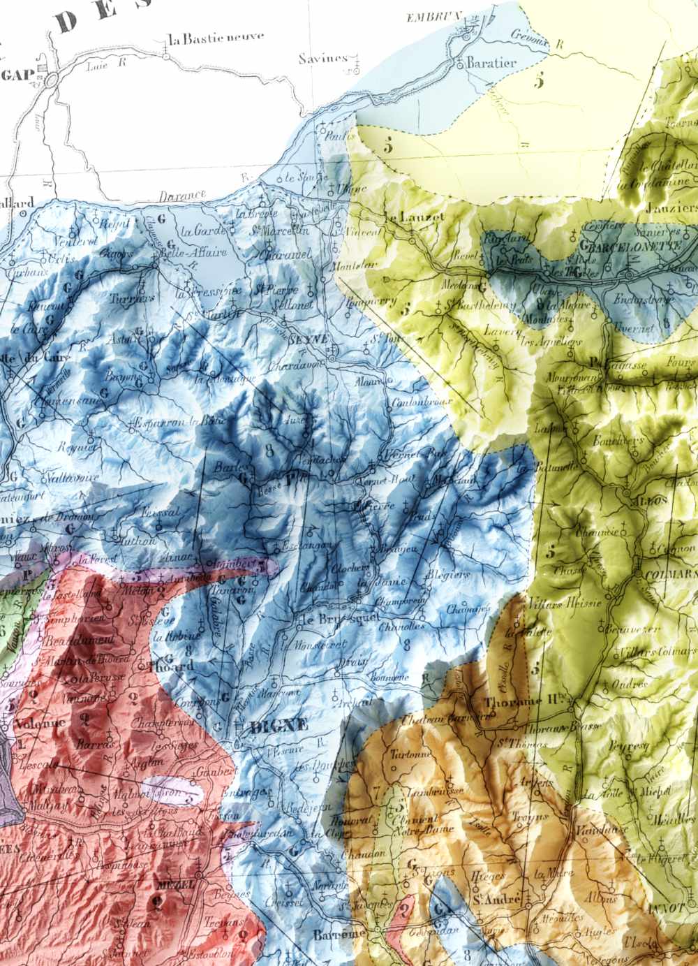 Carte géologique Alpes de Haute-Provence 1840