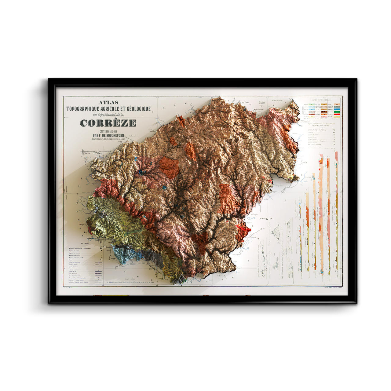 Carte géologique Corrèze 1875