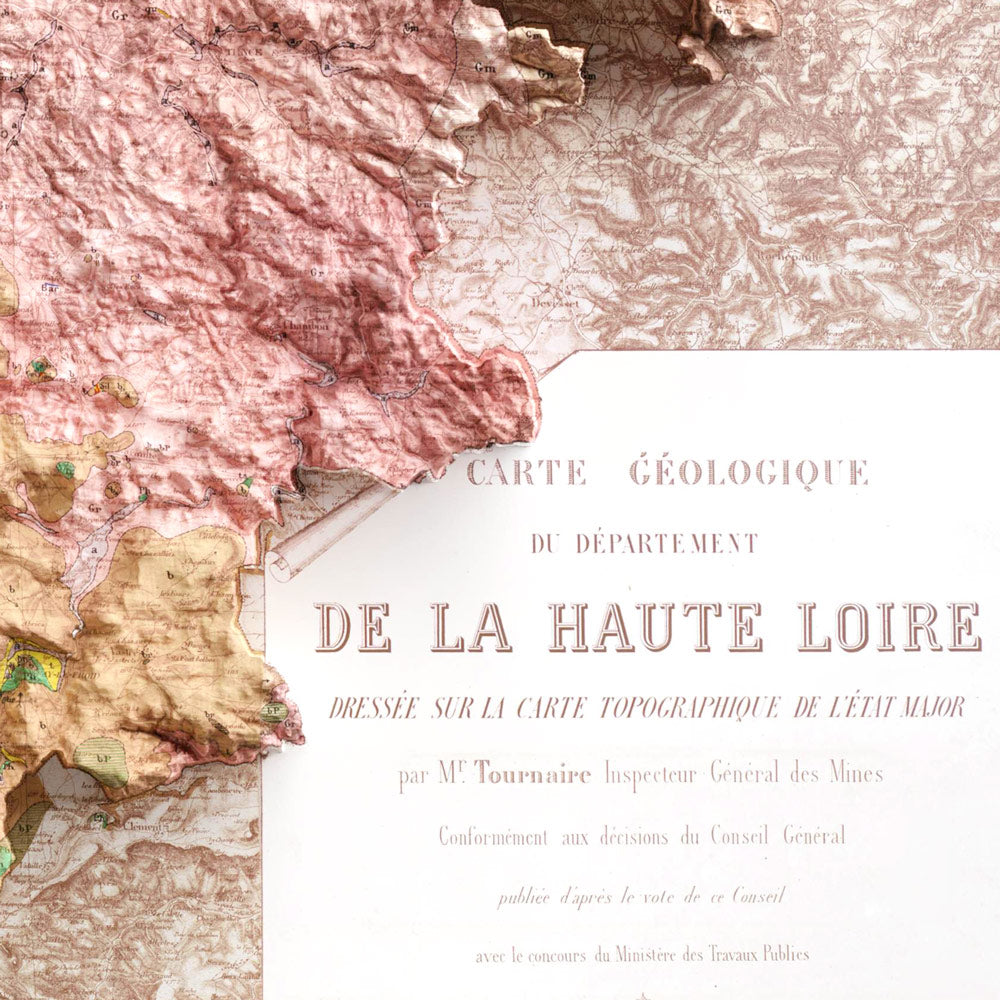 Carte géologique Haute-Loire 1880 détail de la carte