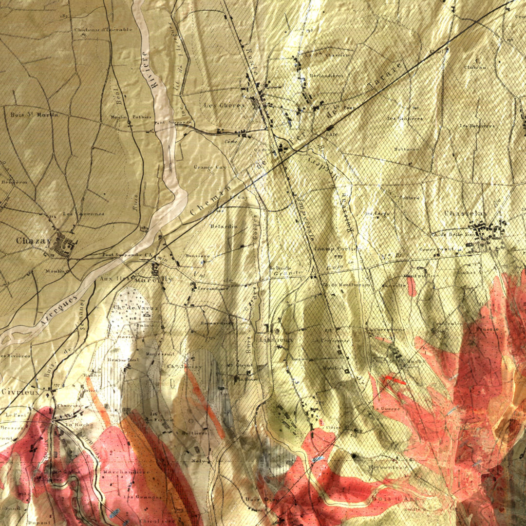 Carte géologique Mont-D'Or Lyonnais 1865