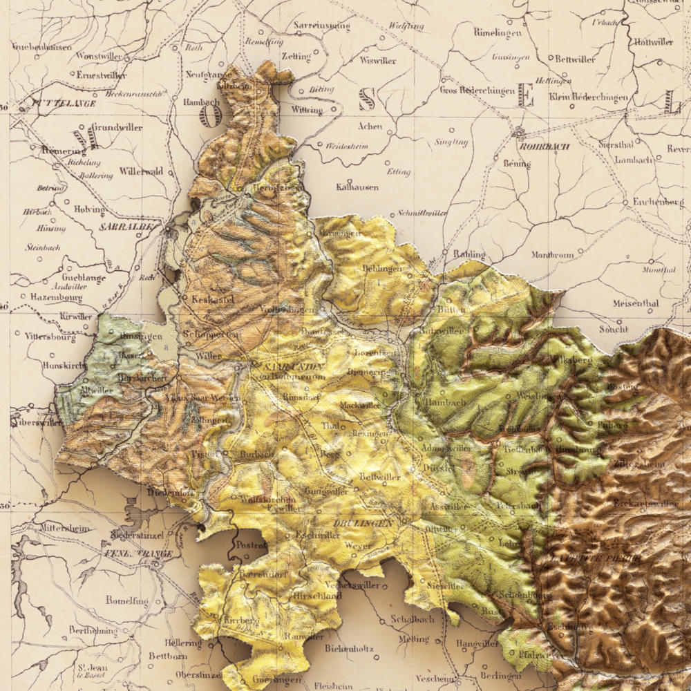 Carte géologique Bas-Rhin 1851