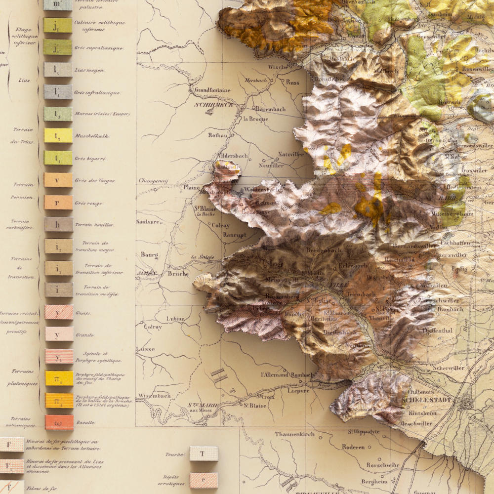 Carte géologique Bas-Rhin 1851