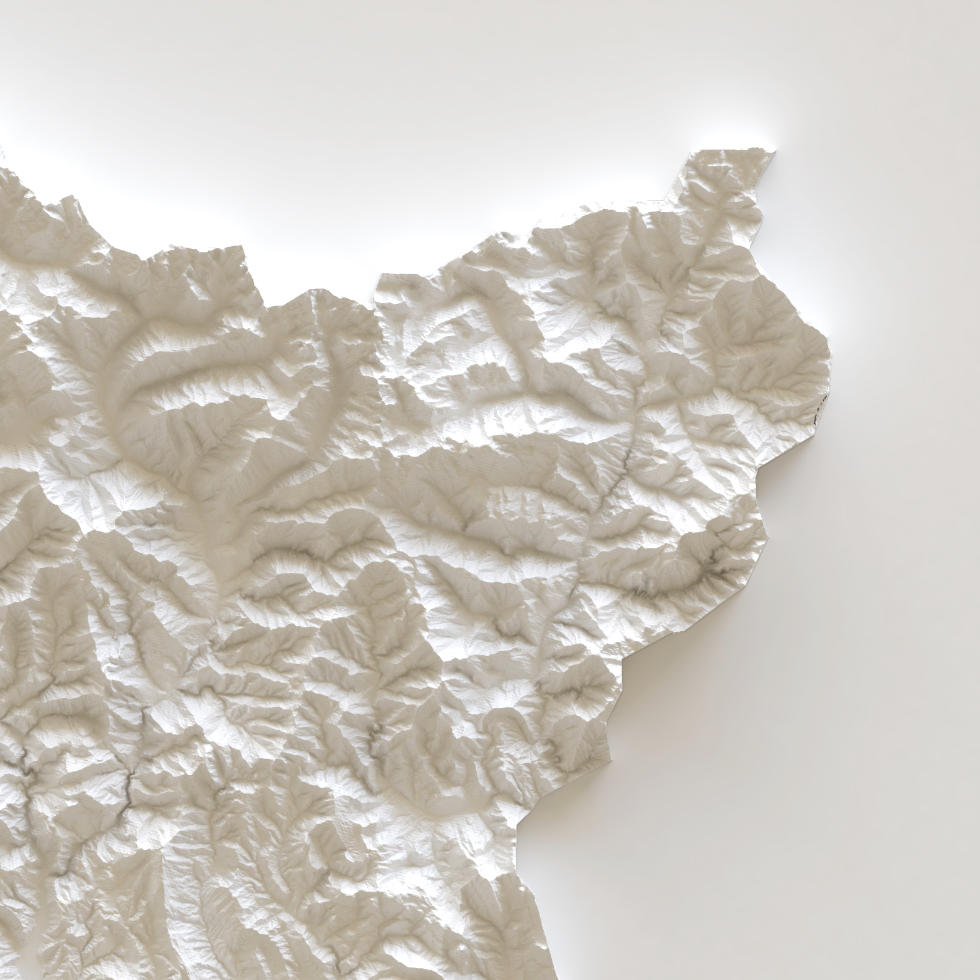 Carte élévation blanche des Alpes-Maritimes