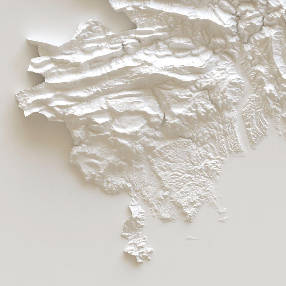 Carte élévation blanche des Alpes-Maritimes