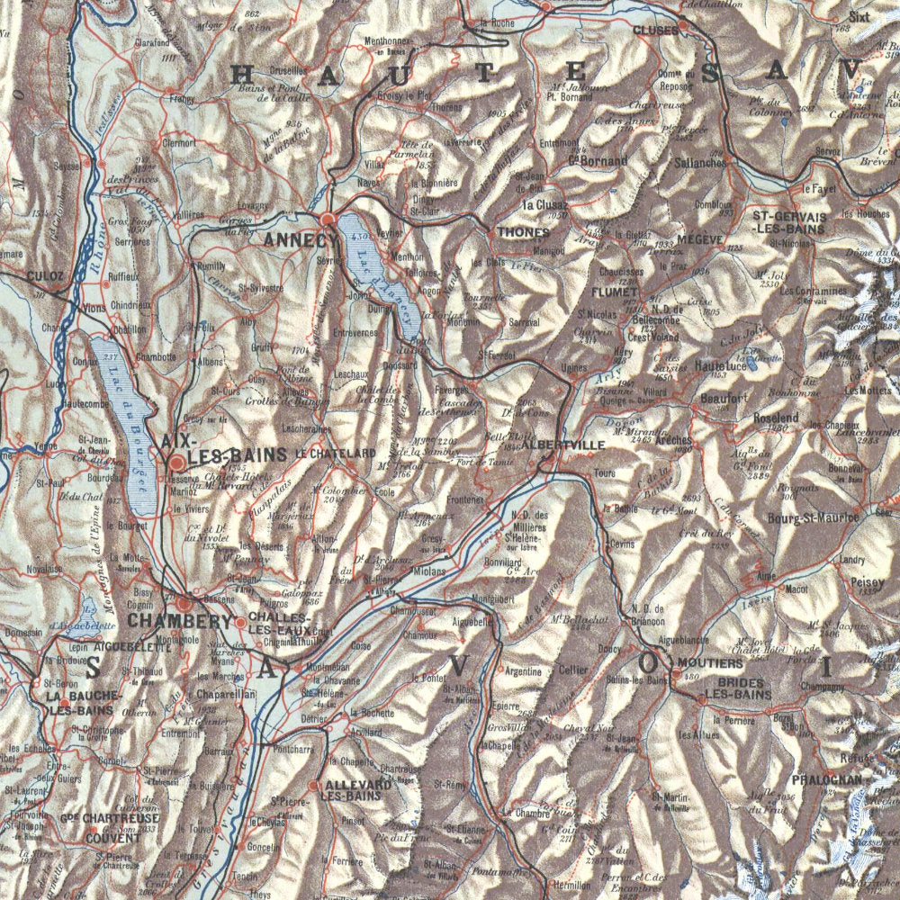 carte routière du dauphiné et de la savoie (détail)