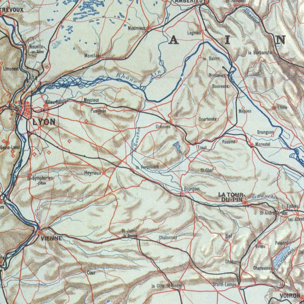 carte routière du dauphiné et de la savoie (détail)