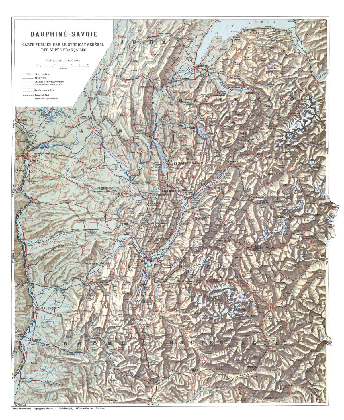 Carte ancienne années 1950 Dauphiné-Savoie