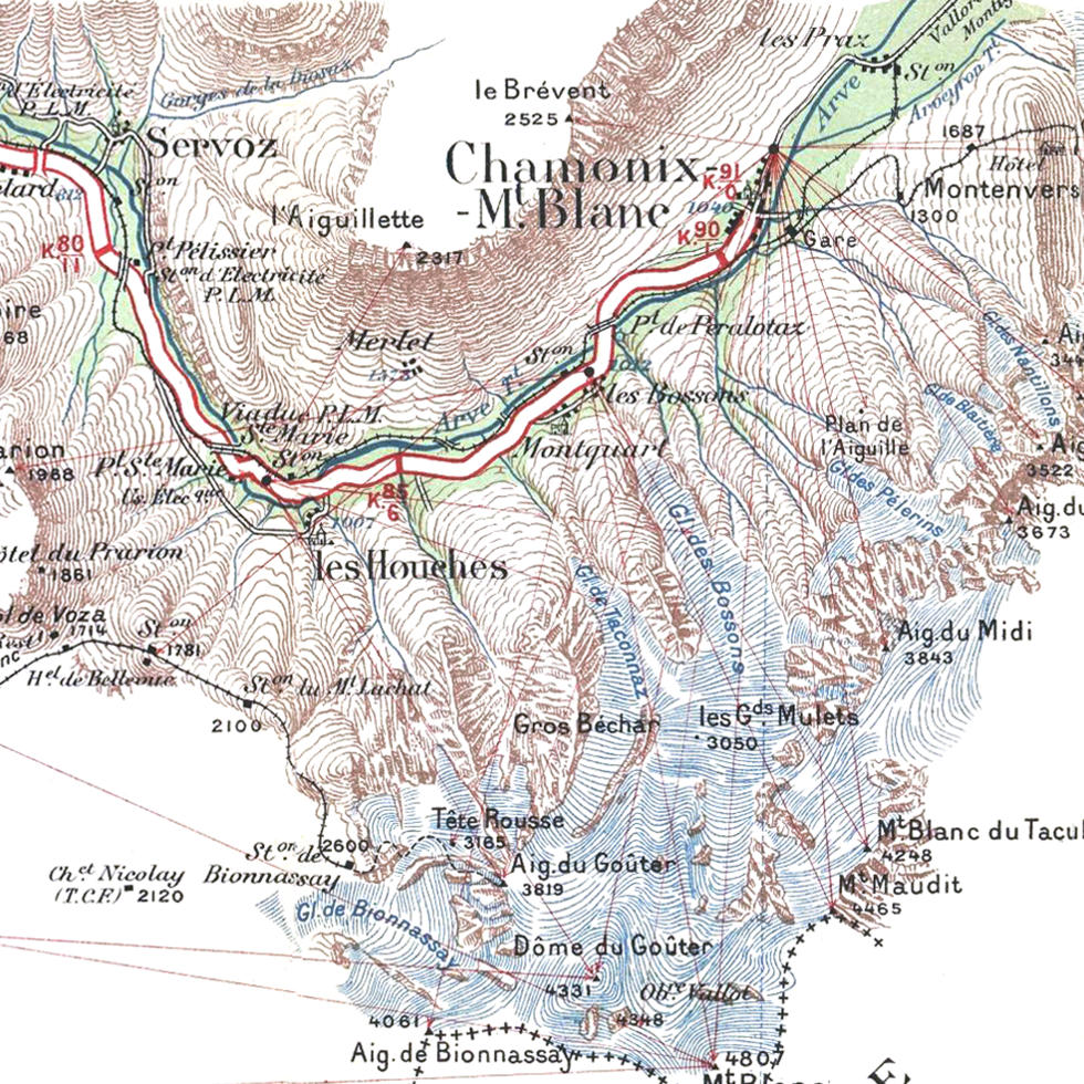 carte de la route des alpes, détail