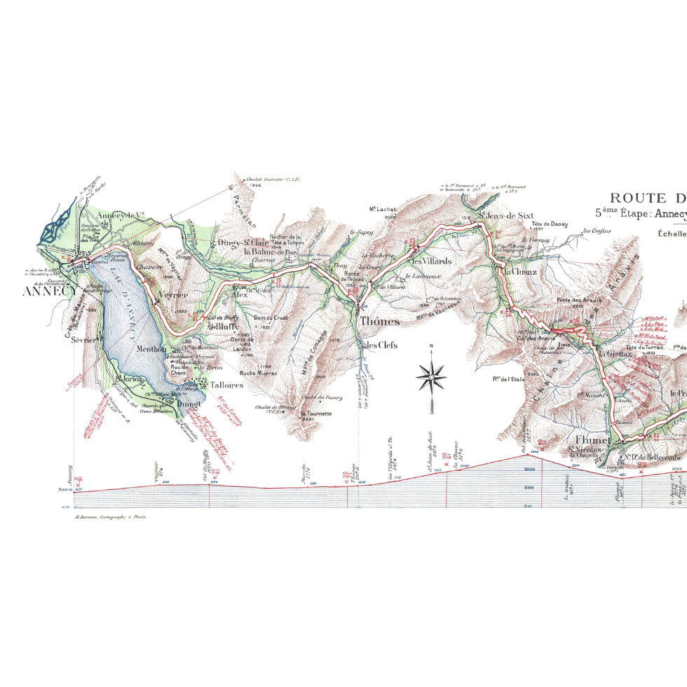 carte de la route des alpes, moitié gauche de la carte