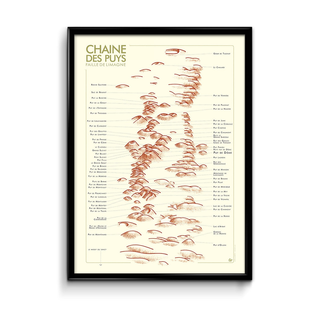 Affiche Chaîne des Puys d'Auvergne Brun