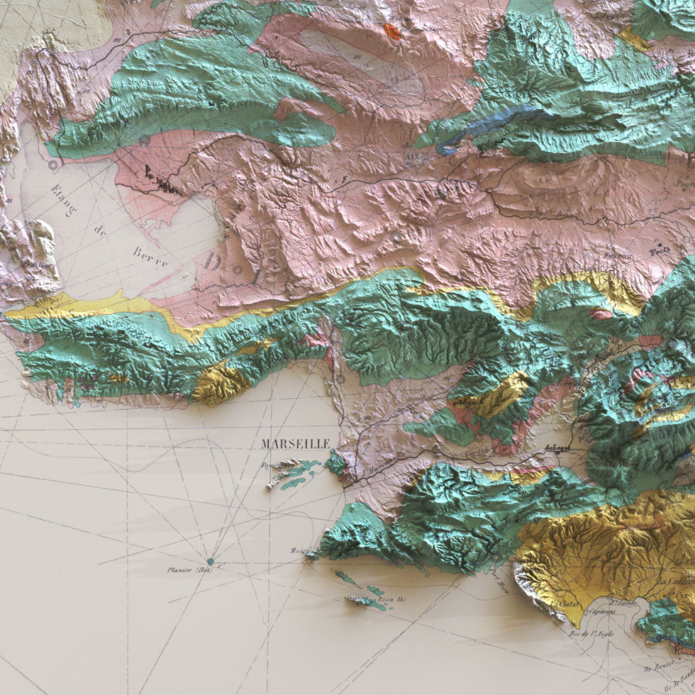 Carte ancienne géologique de l'ancienne Provence détail