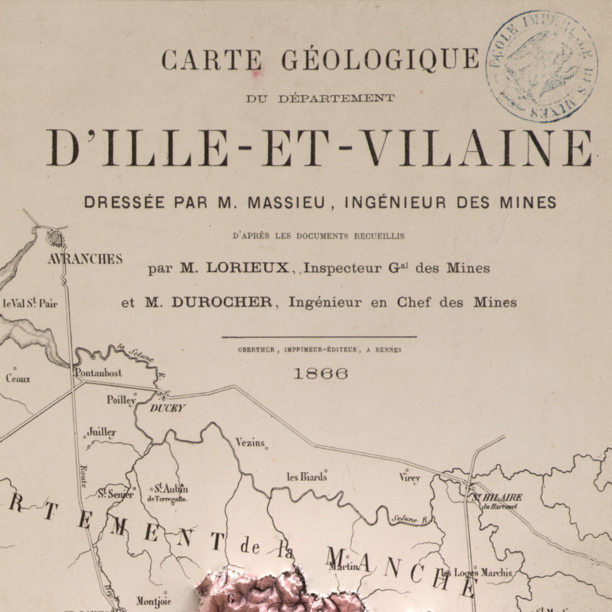 Carte géologique Ille-et-Vilaine 1866