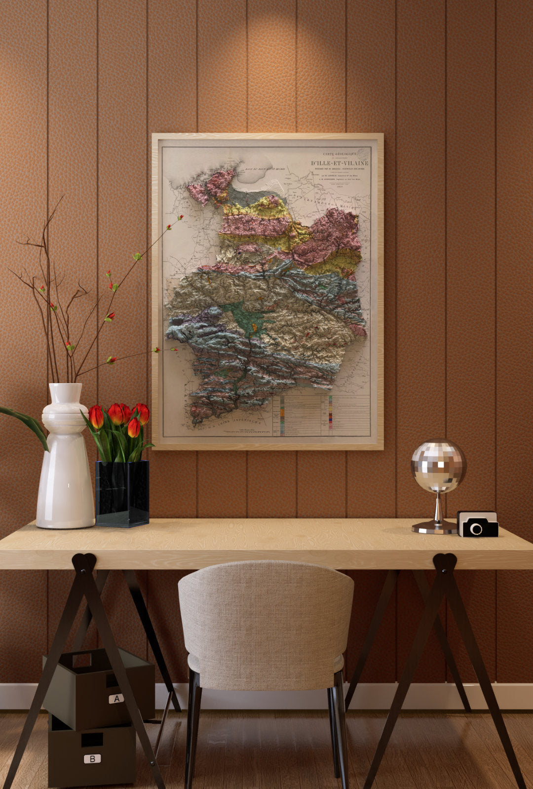 poster carte de l'ille et vilaine Région bretagne