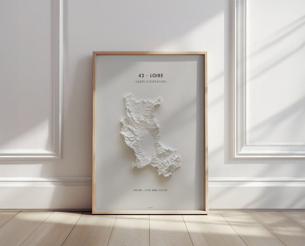 Carte minimaliste d'élévation Loire encadrée