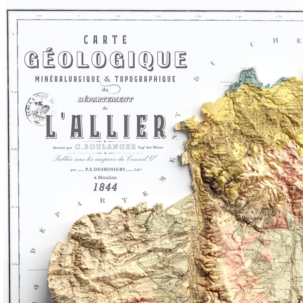 Carte géologique de l'Allier 1844 (détail)
