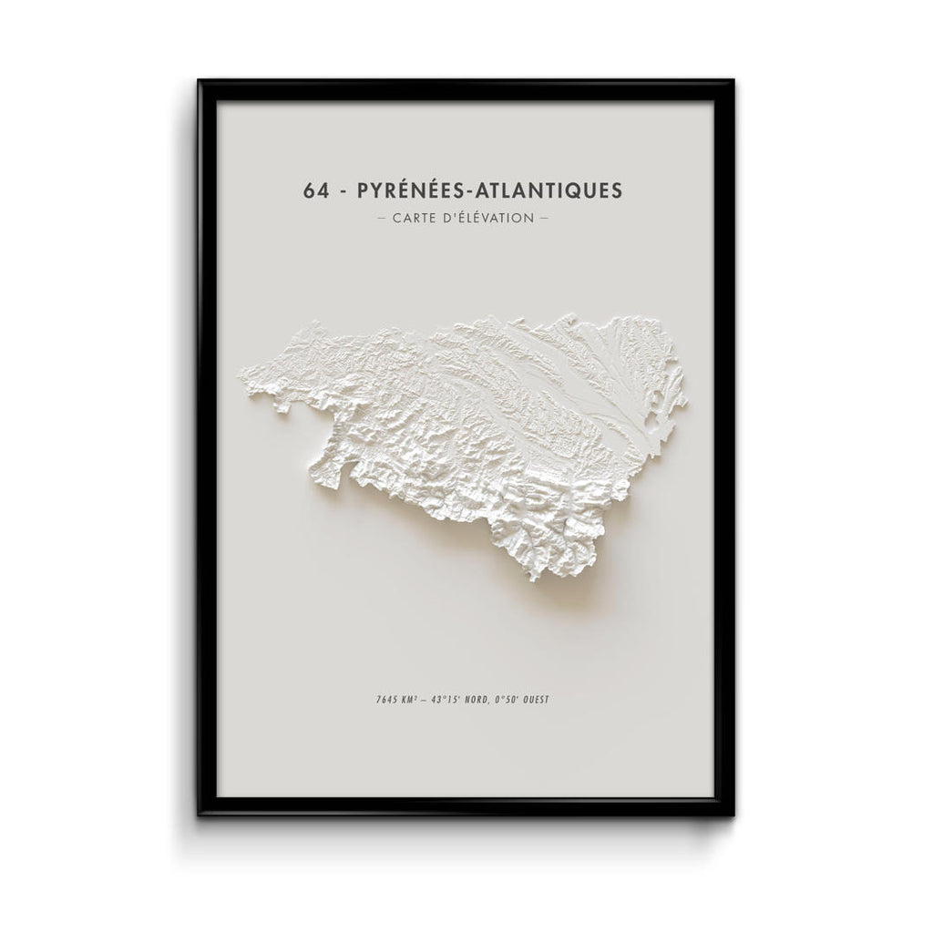 Carte d'élévation Pyrénées-Atlantiques