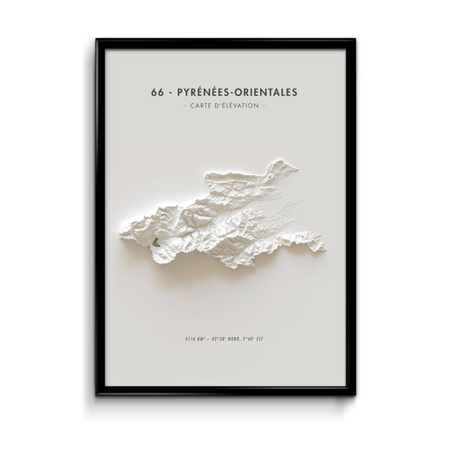 affiche carte élévation de Pyrénées-Orientales