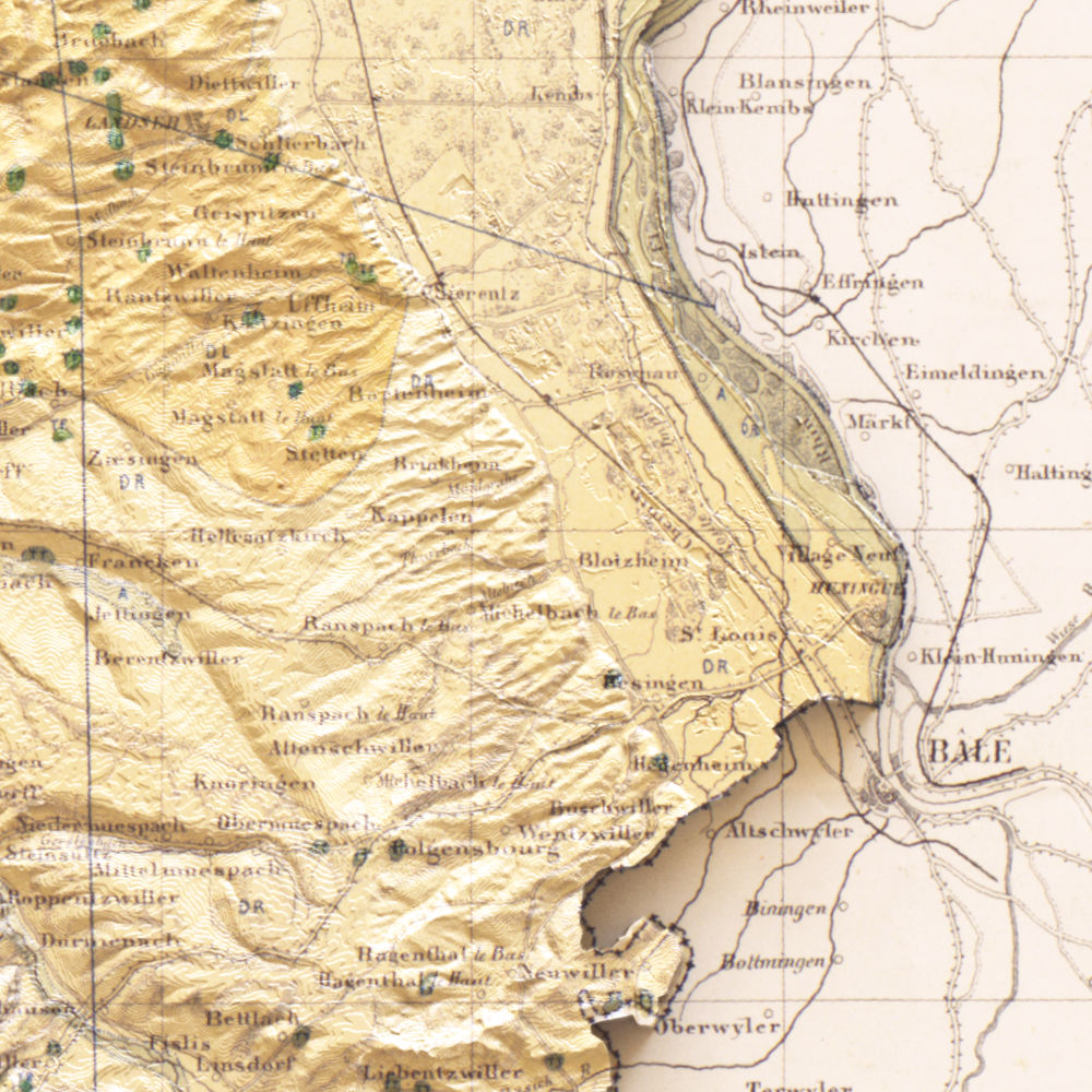 Carte géologique Haut-Rhin et Territoire de Belfort 1866