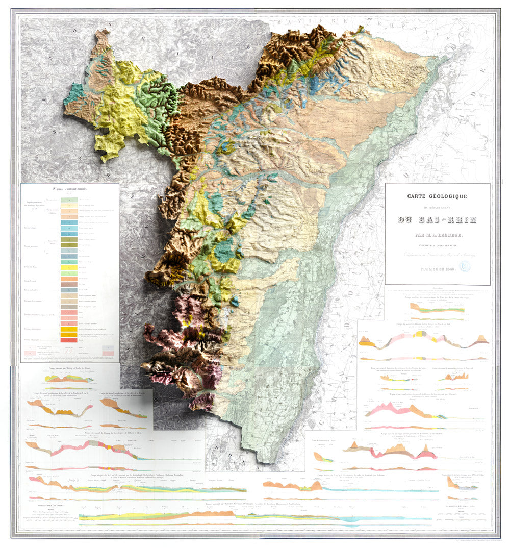 Carte géologique Bas-Rhin 1849