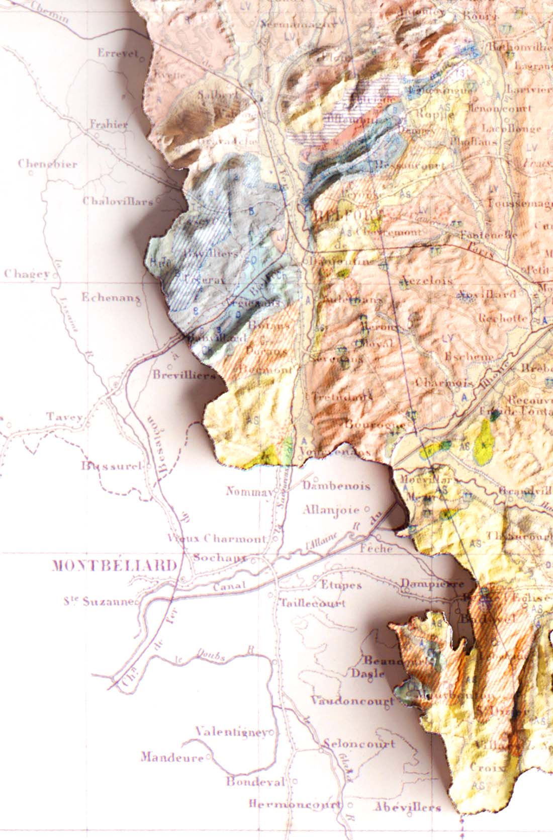 Carte géologique Haut-Rhin et Territoire de Belfort 1866 (détail de la carte)