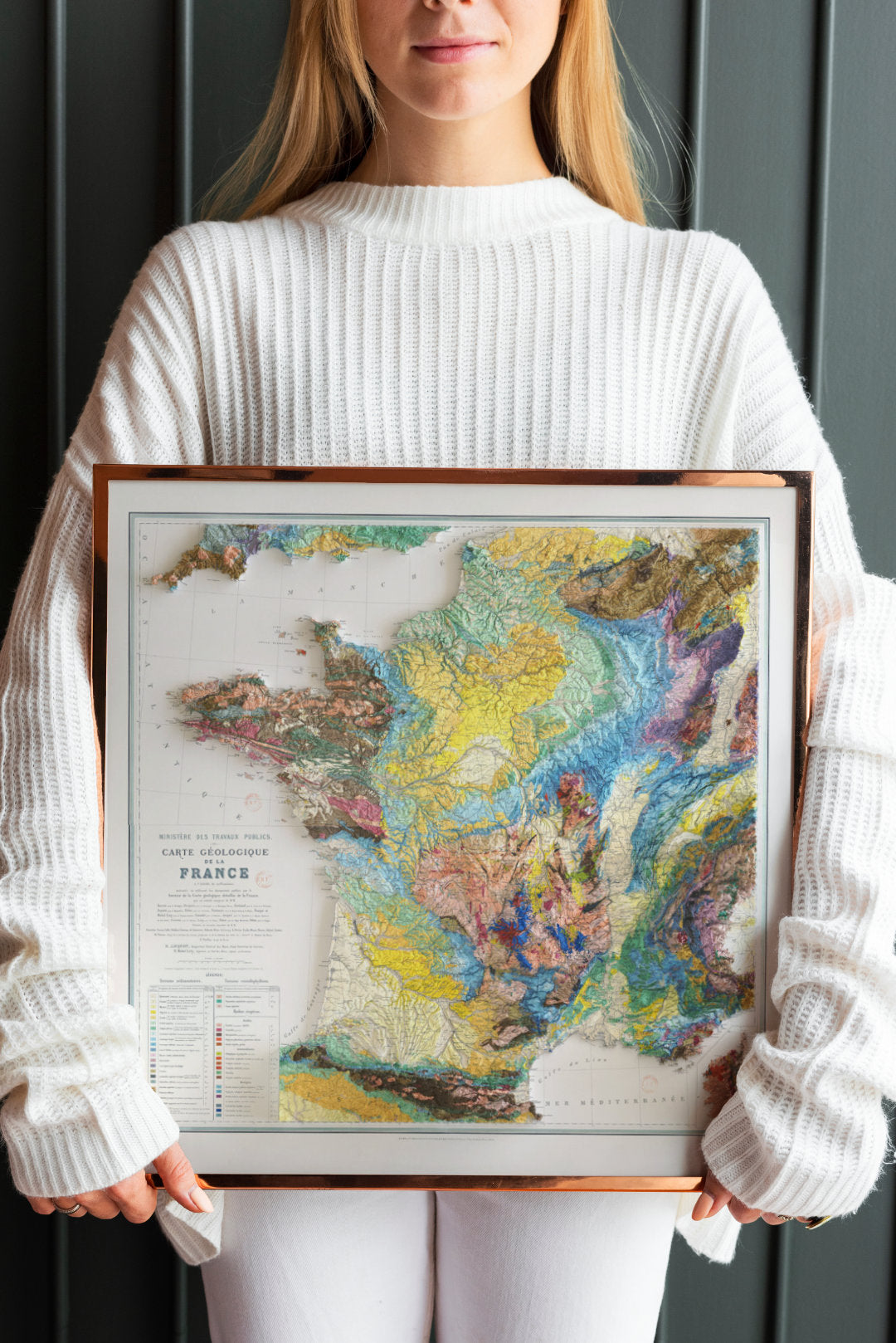 carte ancienne de france avec couches géologiques