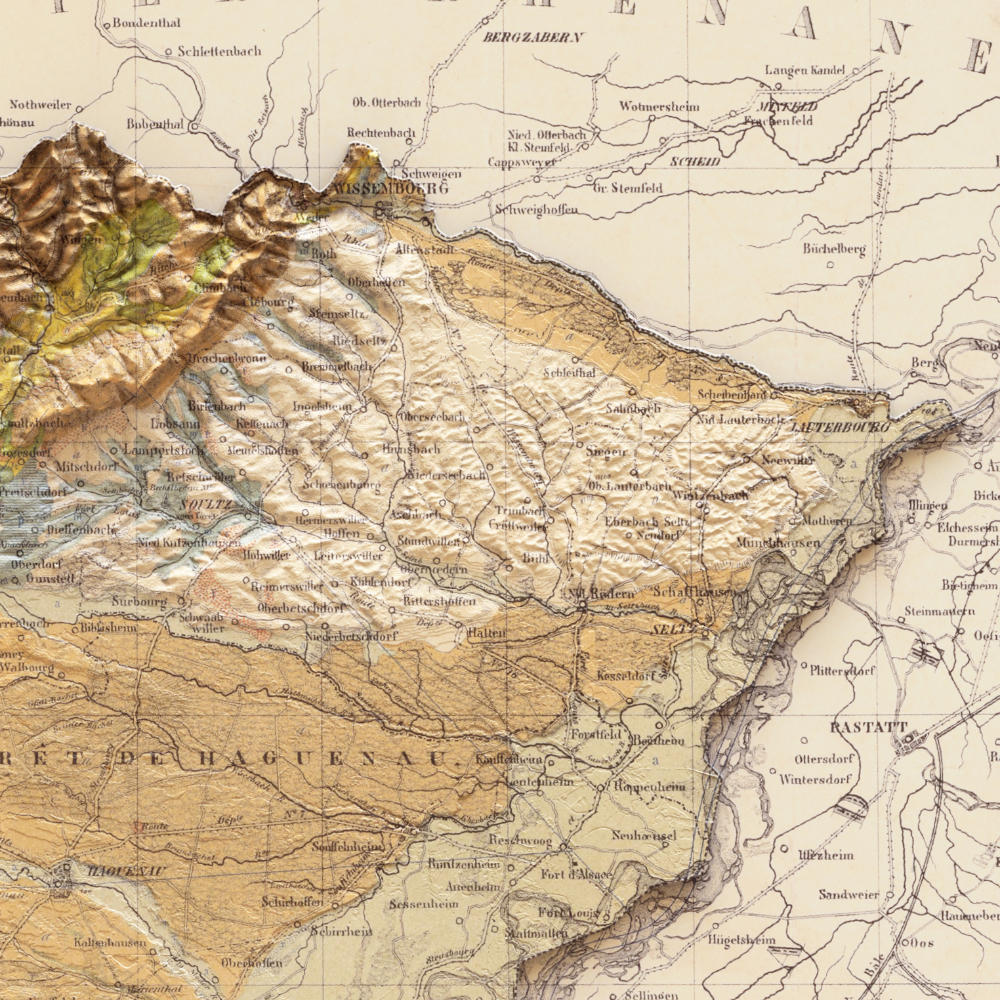 Carte géologique Bas-Rhin 1851
