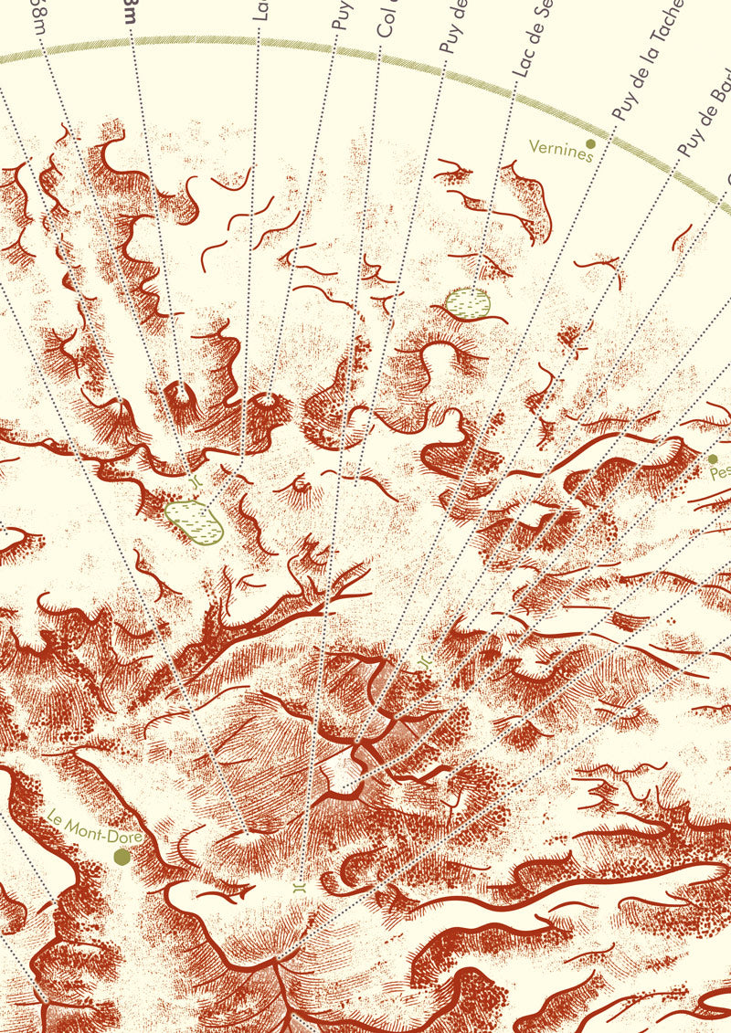 Affiche Carte Massif du Sancy (détail)