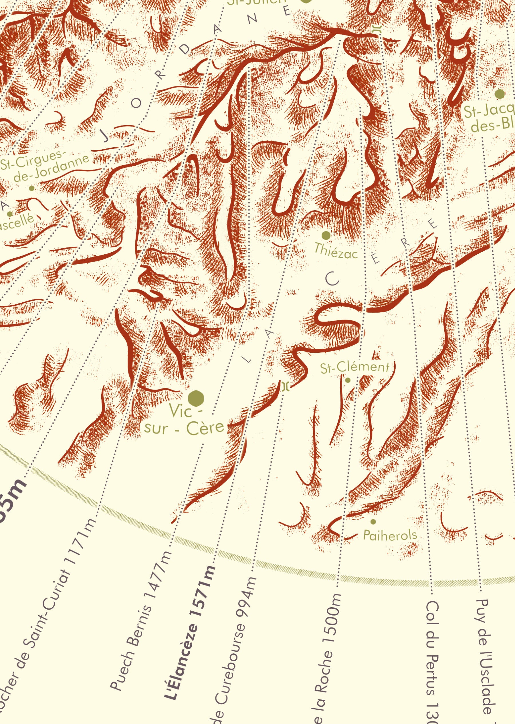 Affiche Carte des monts du cantal