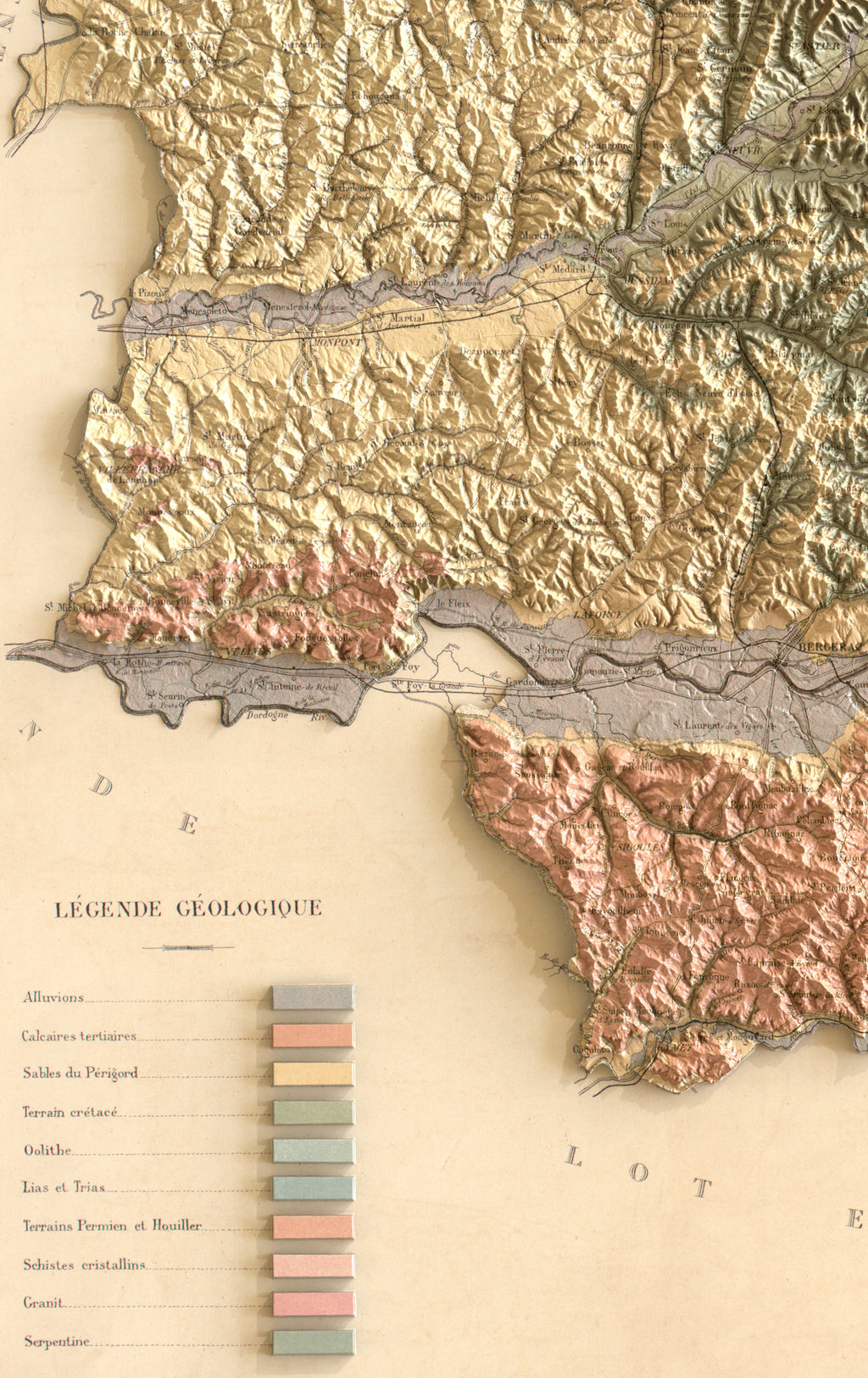 affiche carte geologique dordogne detail