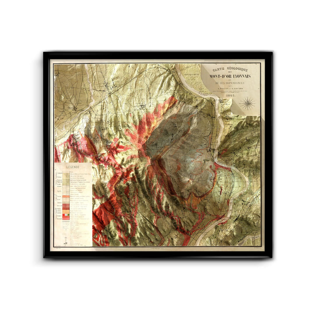 Carte géologique Mont-D'Or Lyonnais 1865