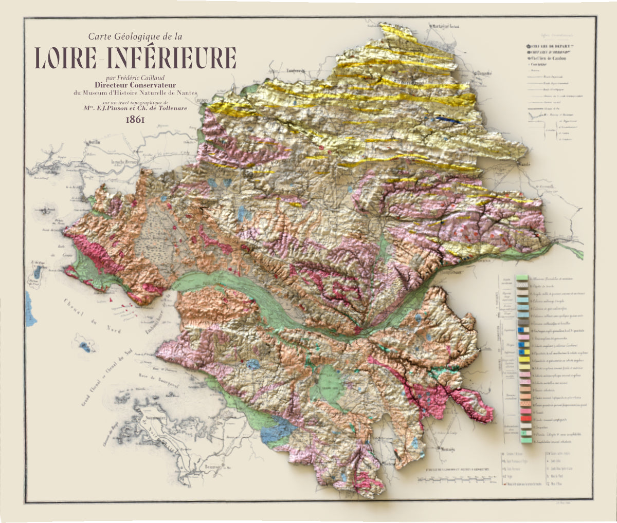 carte géologique de la loire inférieure datant de 1861