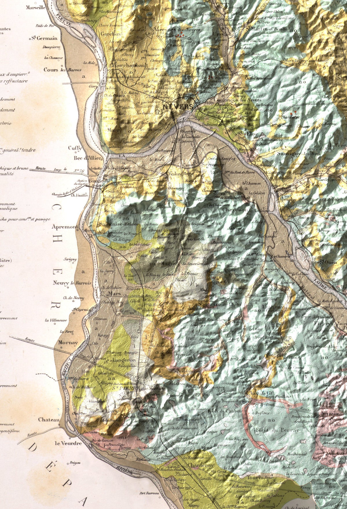Carte géologique de la Nièvre 1858
