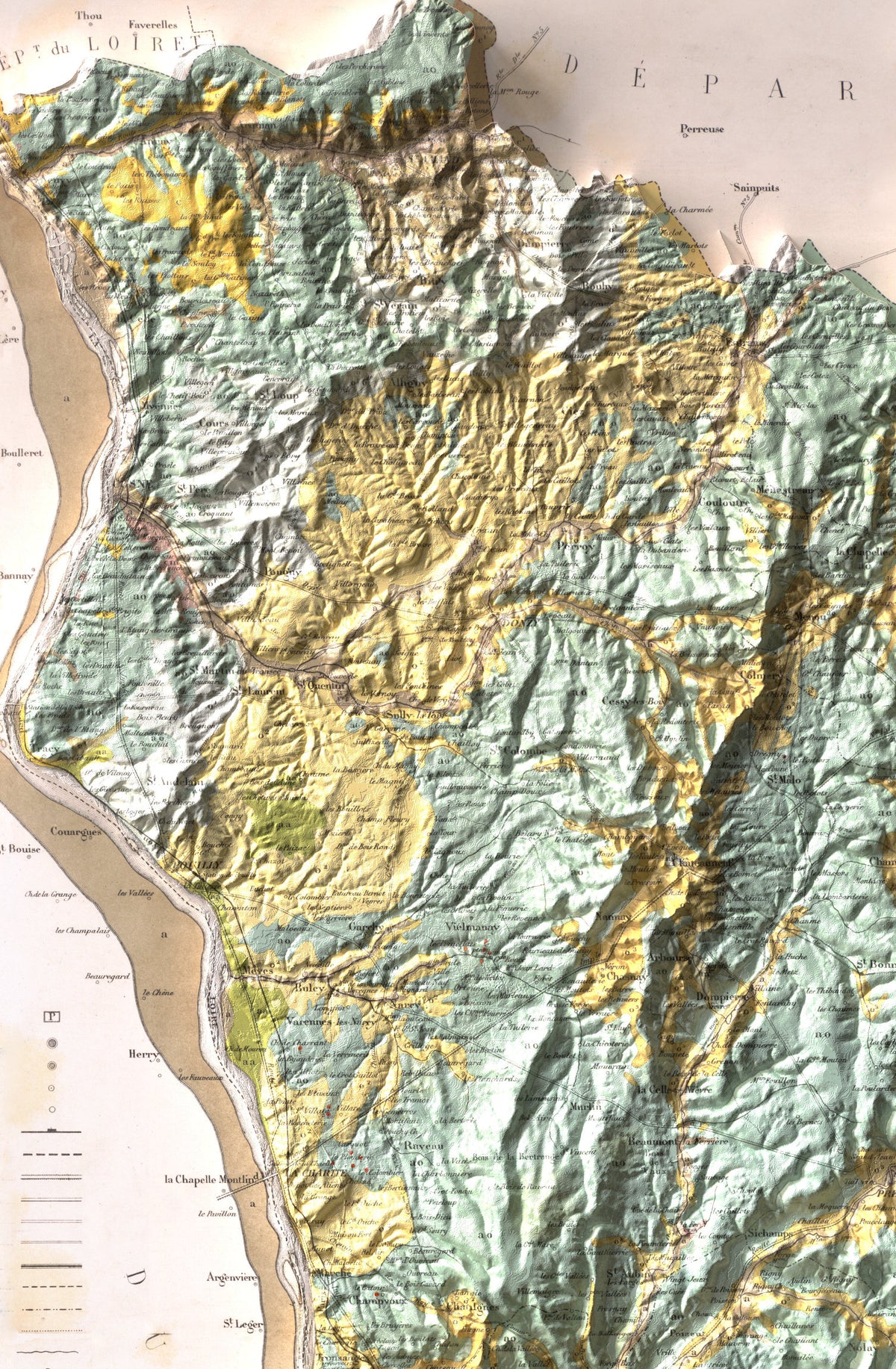 Carte géologique de la Nièvre 1858