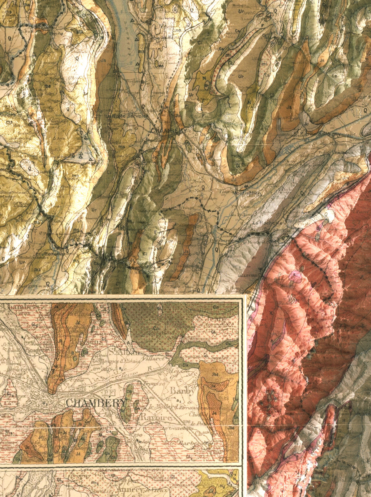 carte géologique de la savoie et ses régions limitrophes (détail)