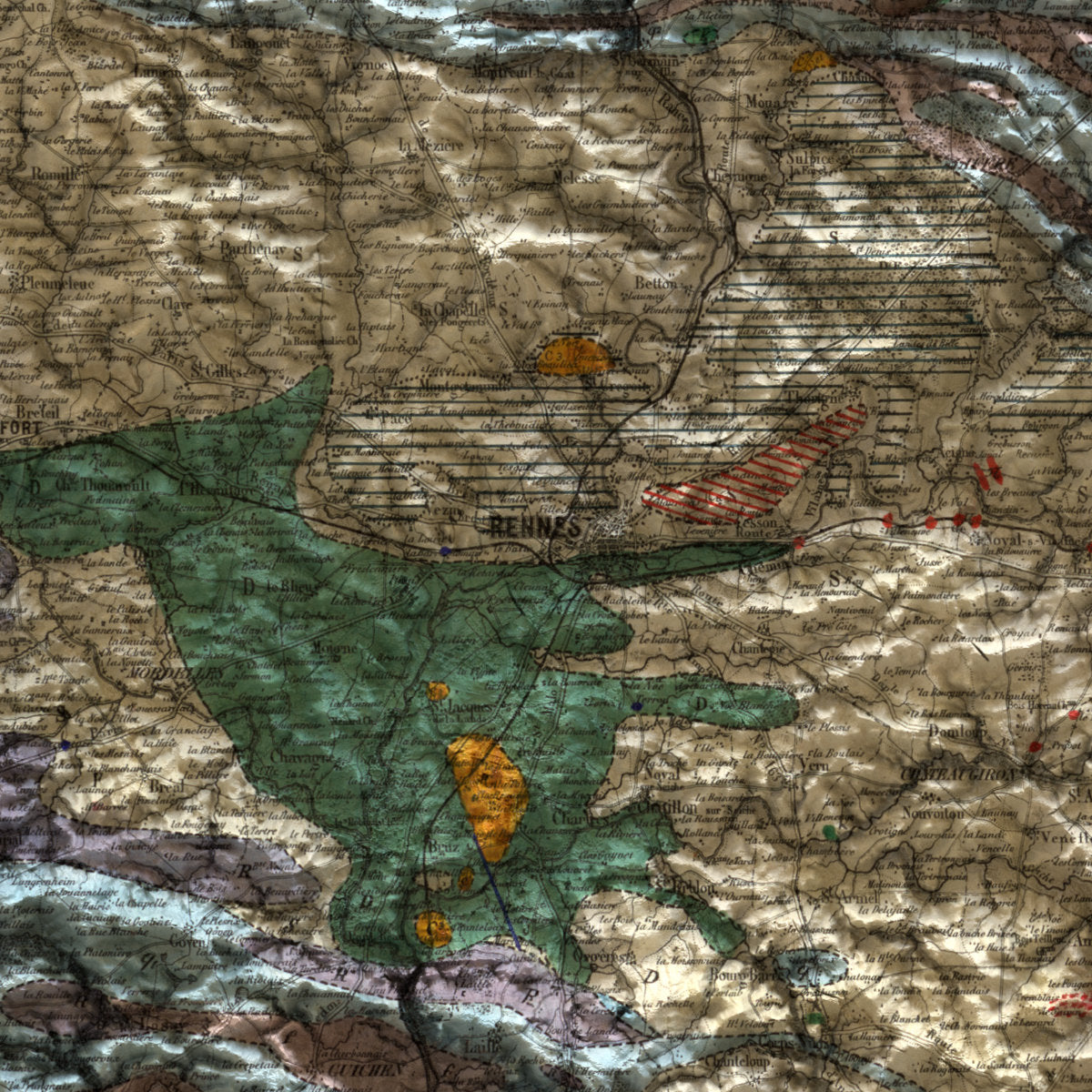 Carte géologique Ille-et-Vilaine 1866