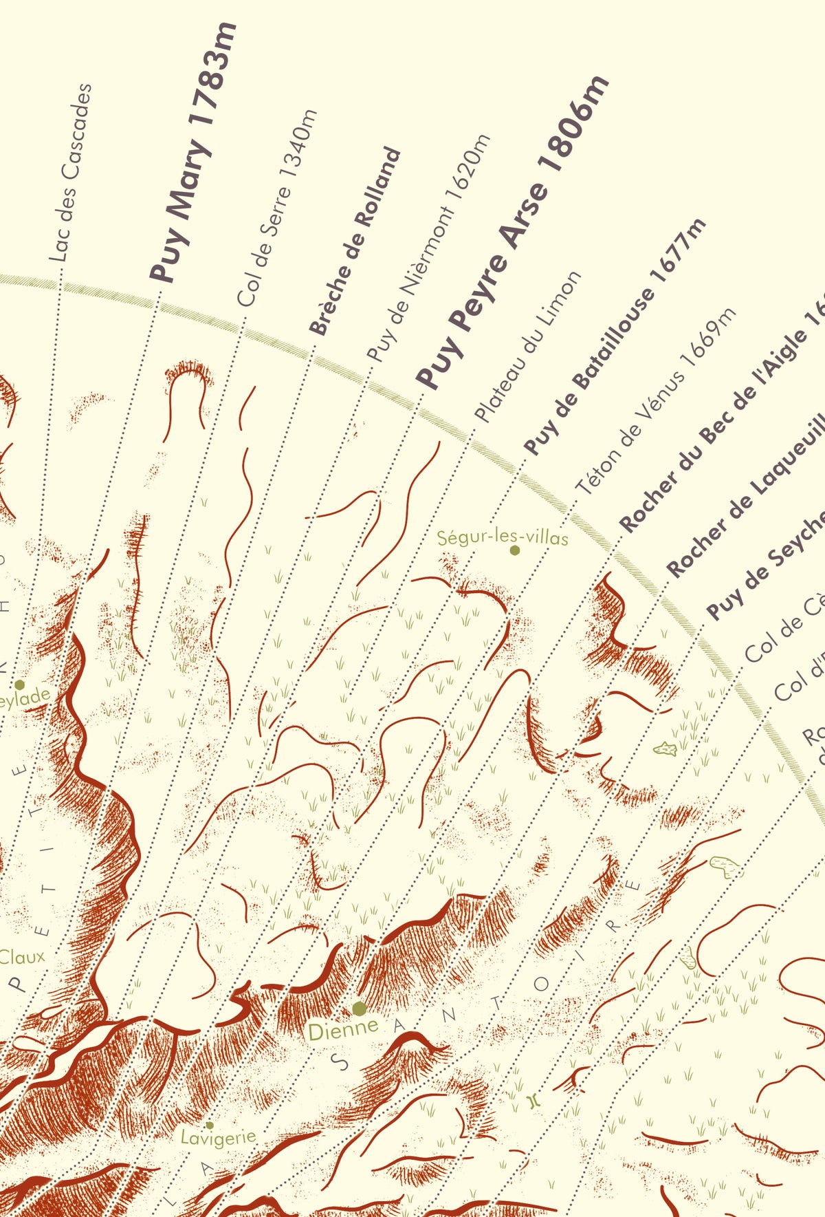 Affiche Carte des Monts du Cantal